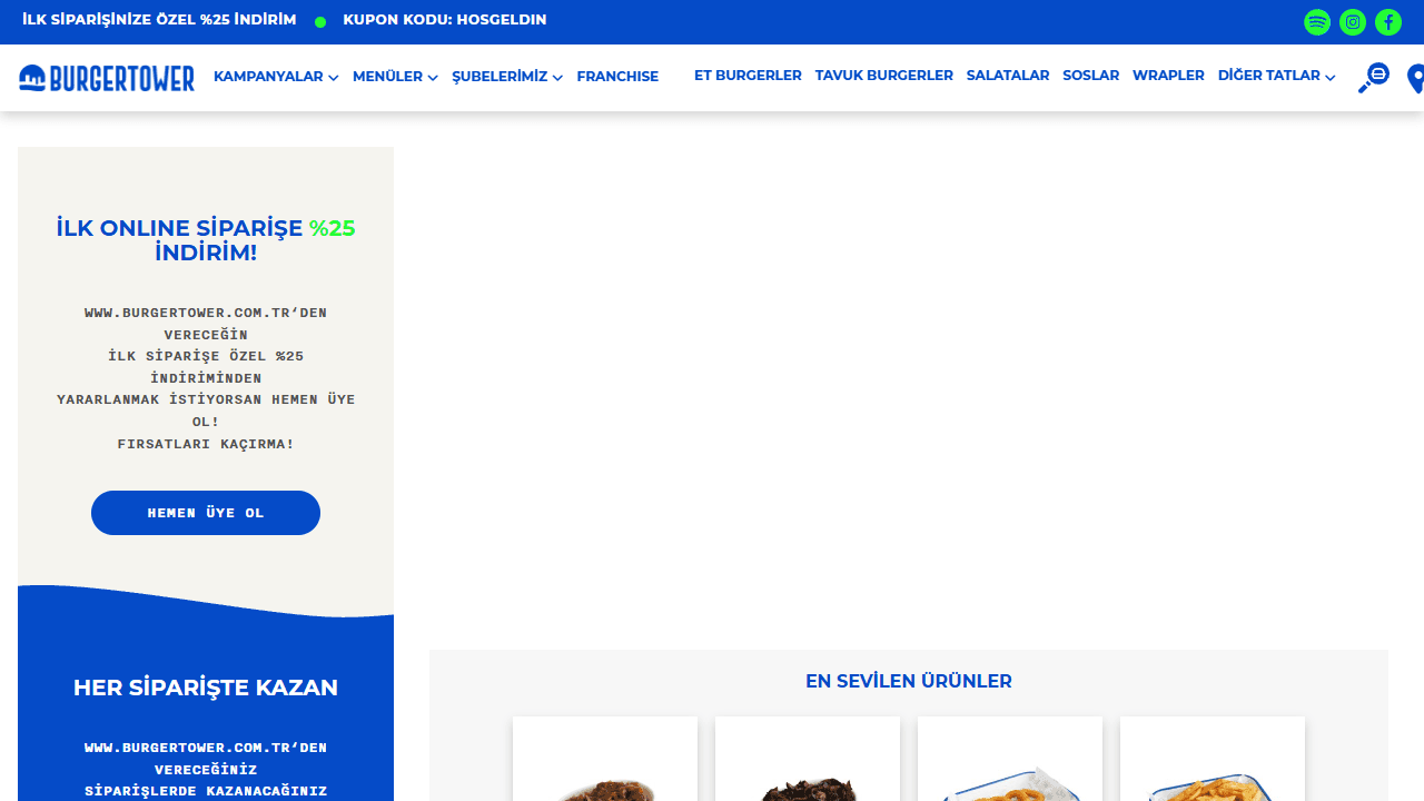 Burger Tower web sitesi